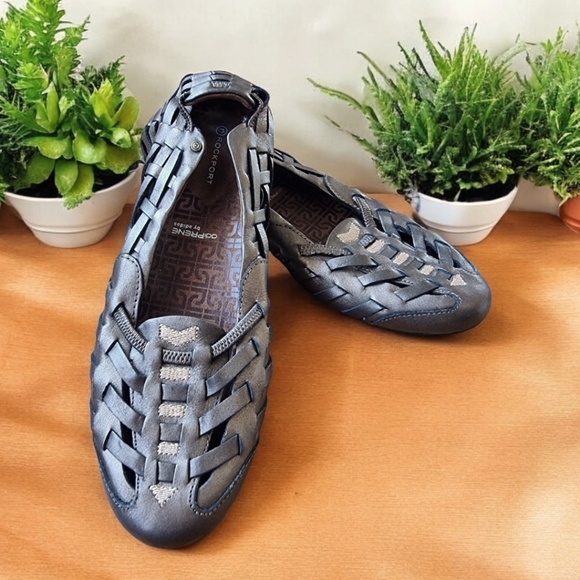 Rockport Leather Slip-On Hurache Sandal Etty Bronze Women's Flats Size 9 M - Picture 1 of 9